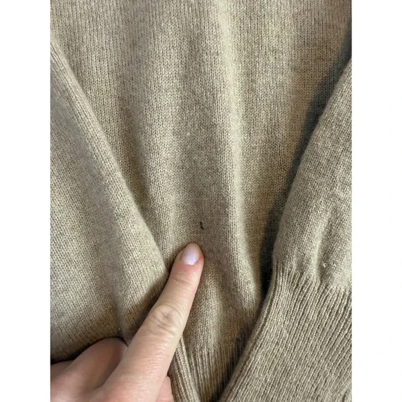 Vintage Balada 100% Lambwool XL Beige Tan Long Sleeve V Neck Sweater Womens - Picture 3 of 13